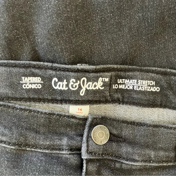 🐱 NWT Cat & Jack Girl’s Ultimate Stretch Distressed Tapered Black Jeans (14) - Picture 6 of 6